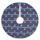 赤く白くおよび青の海パターン ブラッシュドポリエステルツリースカート (正面)