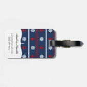 赤く白くおよび青の海パターン ラゲッジタグ (裏面横)