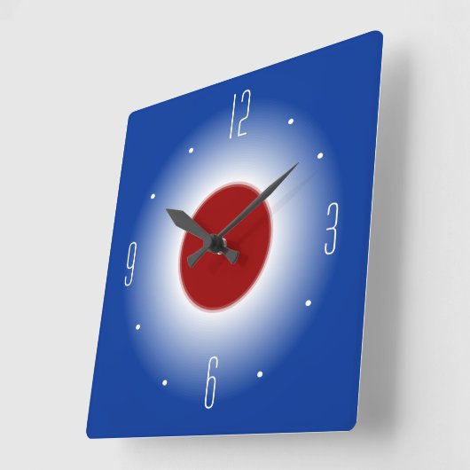 赤く白くおよび青の白熱Design>の柱時計 スクエア壁時計 (傾斜)