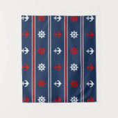 赤く白くおよび青の航海のなパターン タペストリー (正面)