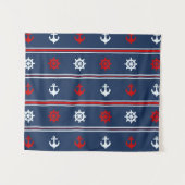 赤く白くおよび青の航海のなパターン タペストリー (正面(横))