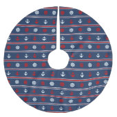 赤く白くおよび青の航海のなパターン ブラッシュドポリエステルツリースカート (正面)