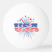 赤く白くおよび青の花火が付いている米国 卓球ボール (正面)