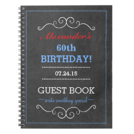 赤く白くおよび青の誕生会の来客名簿 ノートブック