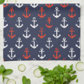 赤く白くおよび青海軍パターン キッチンタオル (折り畳み)