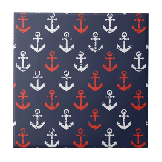 赤く白くおよび青海軍パターン タイル (正面)