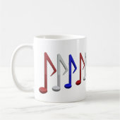 赤く白くおよび青音楽スケールのノート コーヒーマグカップ (左)