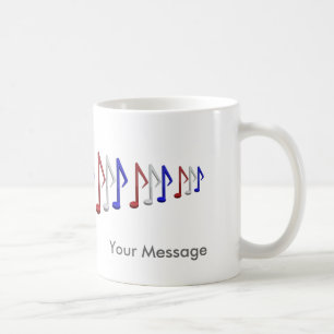 赤く白くおよび青音楽スケールのノート コーヒーマグカップ