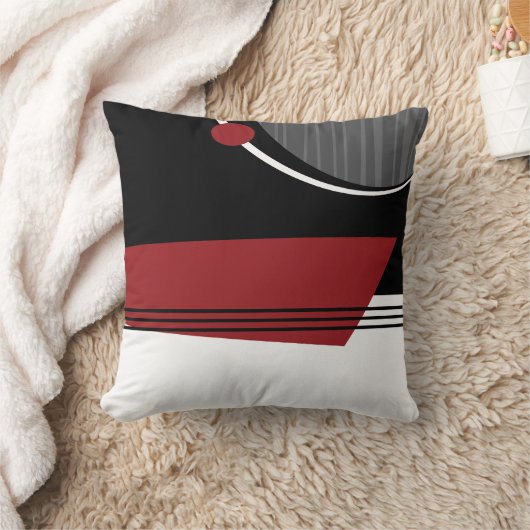 赤く白くおよび黒く幾何学的な枕 クッション (ブランケット)