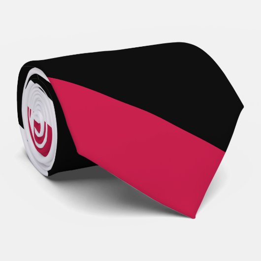 赤く白くおよび黒く広い大学ストライプ ネクタイ (ロール)