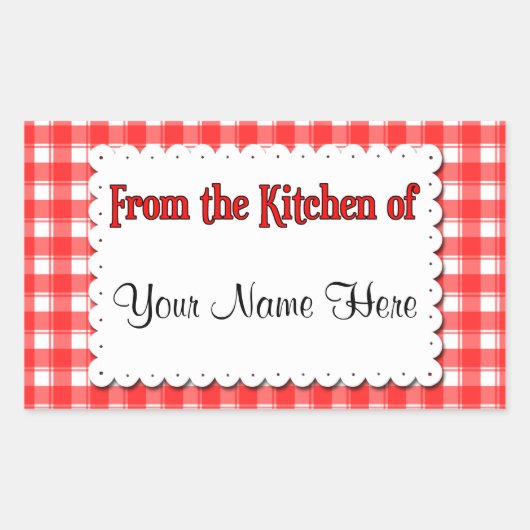 赤く白くカスタムなステッカーの台所から 長方形シール (正面)