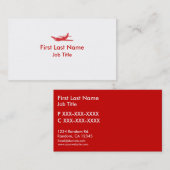 赤く白くシンプルな飛行機のカスタムな名刺 名刺 (正面/裏面)