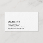 赤く白く中国のなアジアレストランのシェフのケータリング 名刺 (裏面)