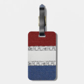 赤く白く及び青のラインストーンの荷物のラベル ラゲッジタグ (裏面縦)