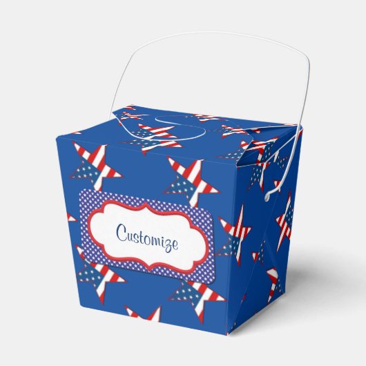 赤く白く及び青の愛国心が強い星の好意箱 フェイバーボックス (正面サイド)