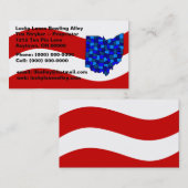 赤く白く及び青オハイオ州オハイオ州の地図の州の名刺 名刺 (正面/裏面)