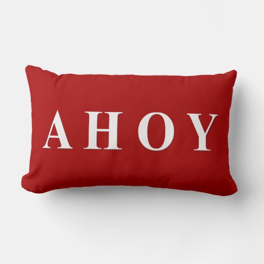 赤く白く航海のな航行は縞で飾ります ランバークッション (正面)