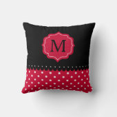 赤く白く黒い水玉模様のカスタムなモノグラムのデザイン クッション (裏面)