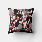 赤く白く黒い灰色の花の装飾用クッション クッション (裏面)