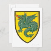 赤く突き出た緑の竜のイラストレーション ポストカード (正面/裏面)