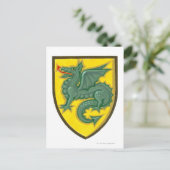 赤く突き出た緑の竜のイラストレーション ポストカード (スタンド正面)