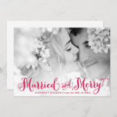 赤く結婚したで、メリーな新婚者のクリスマスカード シーズンカード (正面/裏面)