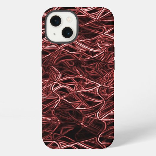 赤く絡み合った荒々しい針金の網 iPhoneケース (裏面)