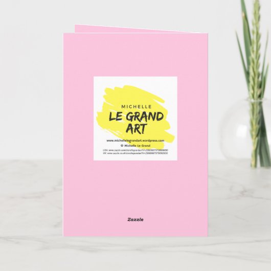 赤く膨らませるバルーンピンクの漫画を描いたかわいい女の子 カード (裏面)