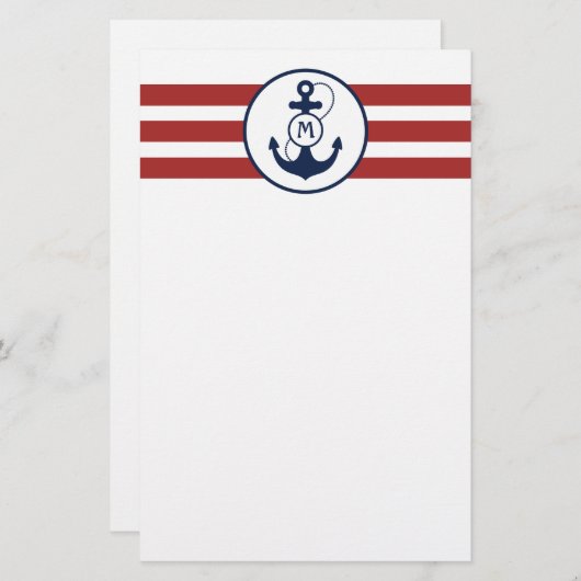 赤く航海のないかりのモノグラム 便箋 (正面/裏面)