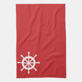 赤く航海のな船の車輪 キッチンタオル (縦)