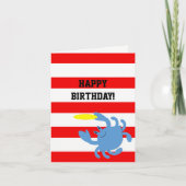 赤く航海のな青カニのパーソナライズなバースデー・カード カード (正面)