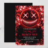 赤く輝く笑顔の炭火　ハロウィンパーティ 招待状 (正面/裏面)