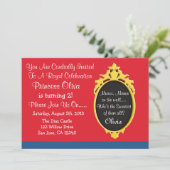 赤く青いプリンセスのパーティの招待状 招待状 (スタンド正面)