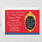 赤く青いプリンセスのパーティの招待状 招待状 (正面/裏面)