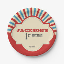 赤く青い写真のサーカスのテーマの第1誕生日