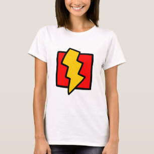 赤く青および黄色の稲妻 Tシャツ