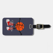 赤く高い上の漫画のおもしろいなバスケットボール ラゲッジタグ (正面横)