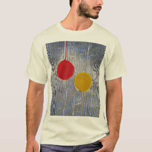 赤く黄色い日曜日の点の水玉模様の抽象芸術 Tシャツ