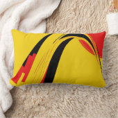 赤く黄色く黒いレトロの抽象美術 ランバークッション (ブランケット)