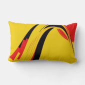 赤く黄色く黒いレトロの抽象美術 ランバークッション (裏面)