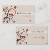 赤く黒いらせん状および花 名刺 (正面/裏面)