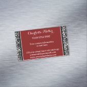 赤く黒いダマスク織の磁気名刺 マグネット名刺 (インサイチュ)