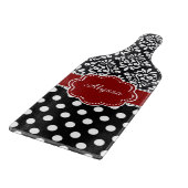 赤く黒いダマスク織はパーソナライズに点を打ちます カッティングボード (角)