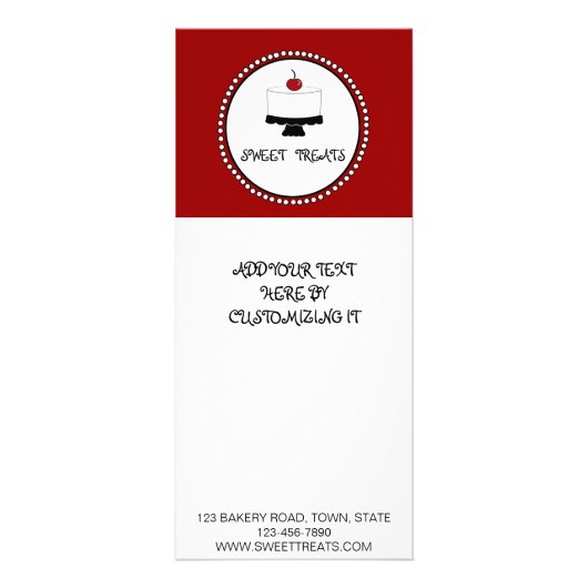 赤く黒いベーカリーのフライヤのケーキ ラックカード (正面)