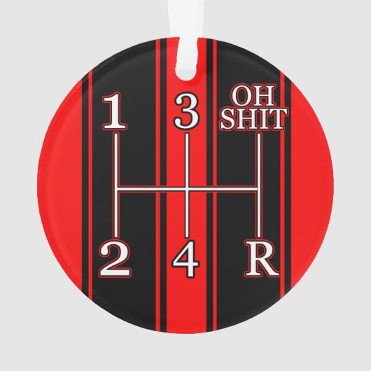 赤く黒い二重競争のストライプ筋肉車のオーナメント オーナメント (裏面)