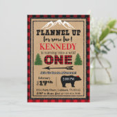 赤く黒い女の子のバッファローの格子縞の誕生日の招待状 招待状 (スタンド正面)