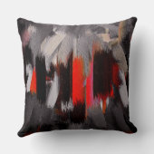 赤く黒い灰色の抽象芸術の絵を描くこと クッション (裏面)