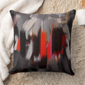 赤く黒い灰色の抽象芸術の絵を描くこと クッション (ブランケット)