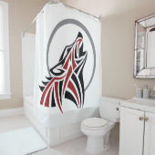 赤く黒い灰色の月を遠ぼえしている種族のオオカミ シャワーカーテン (インサイチュ)