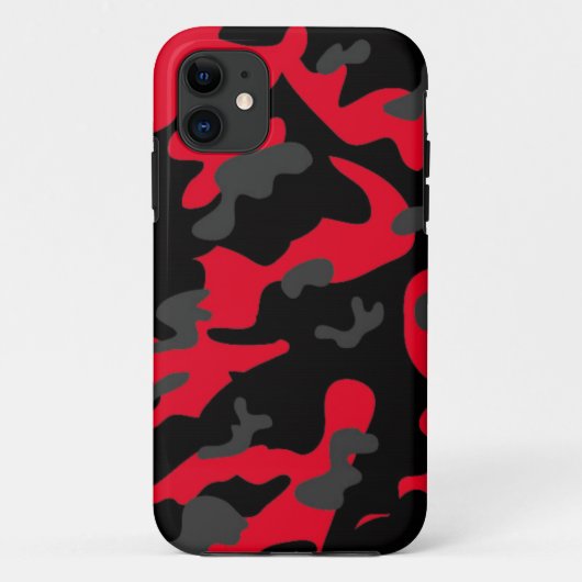 赤く黒い軍のカムフラージュの質感 Case-Mate iPhoneケース (裏面)